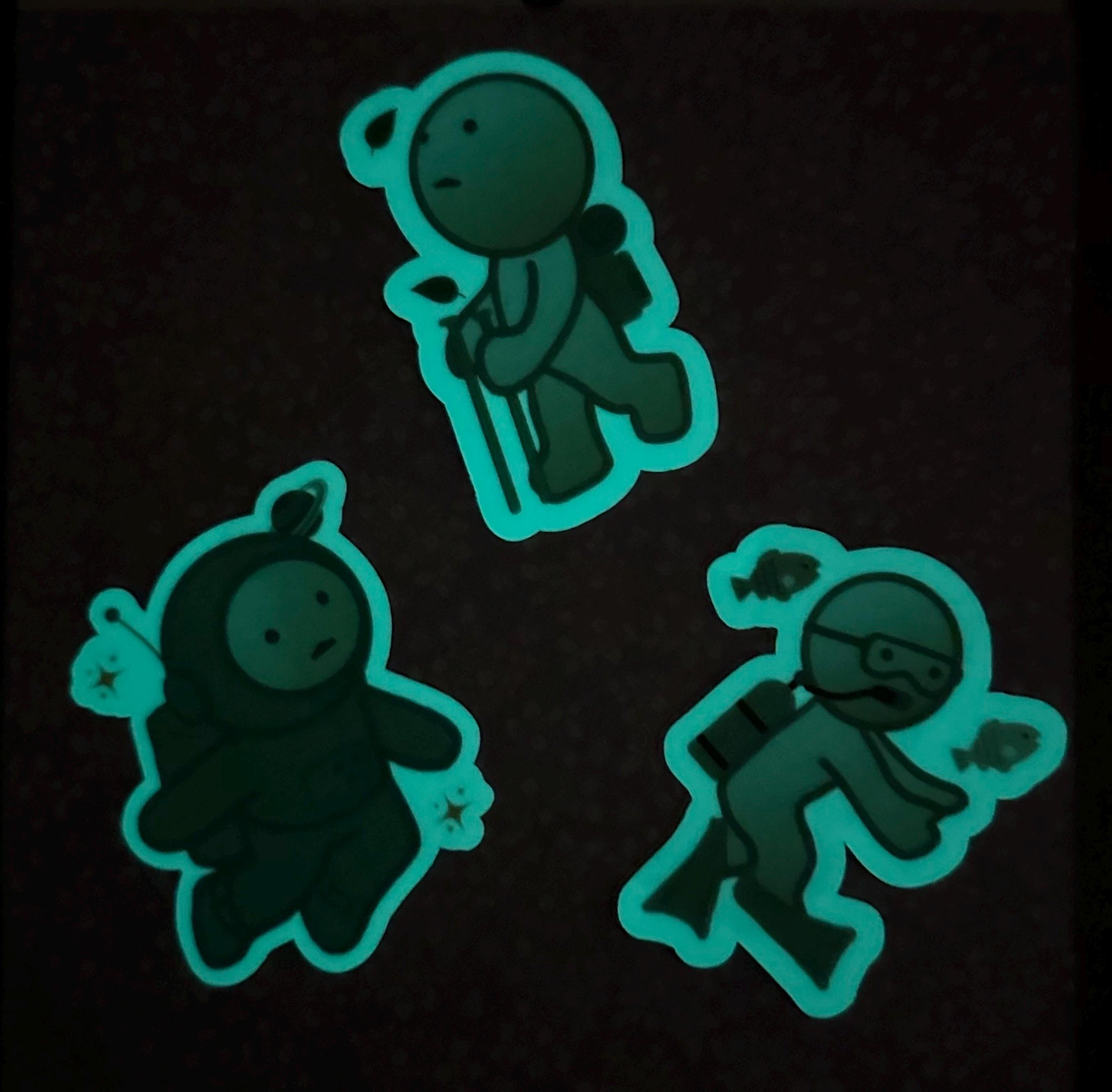Smiski Stickers - Explorers Edition - Glow-in-the-Dark Decal - (Sticker Pack) - Astronaut, Hiking, and Swimming/Scuba Stickers