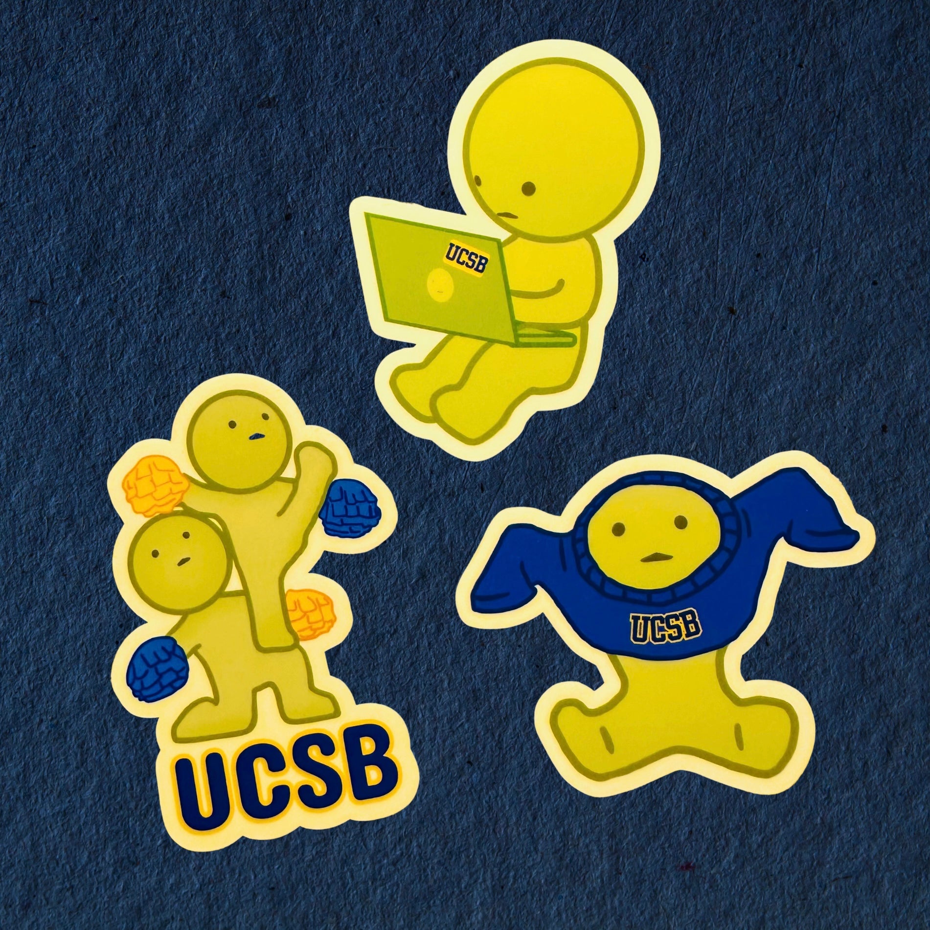 College Smiski Sticker Pack (UCs and More): Glow-in-the-Dark Laptop and Cheer Decal